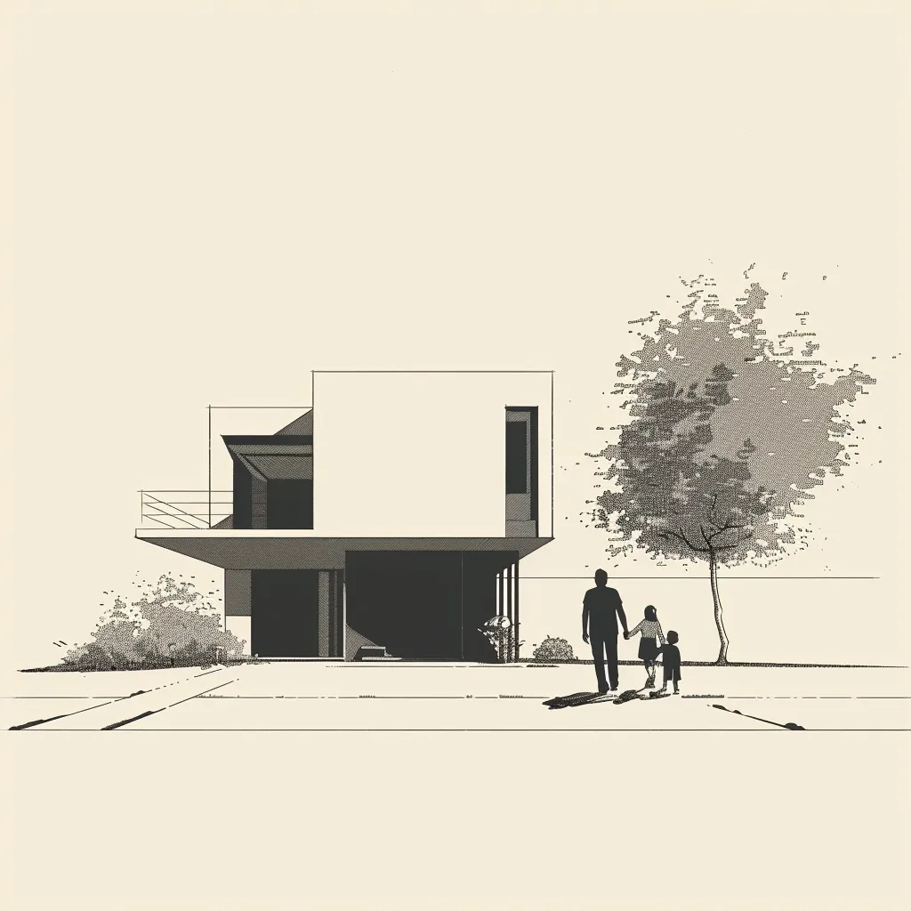 A family viewing the home they just bought