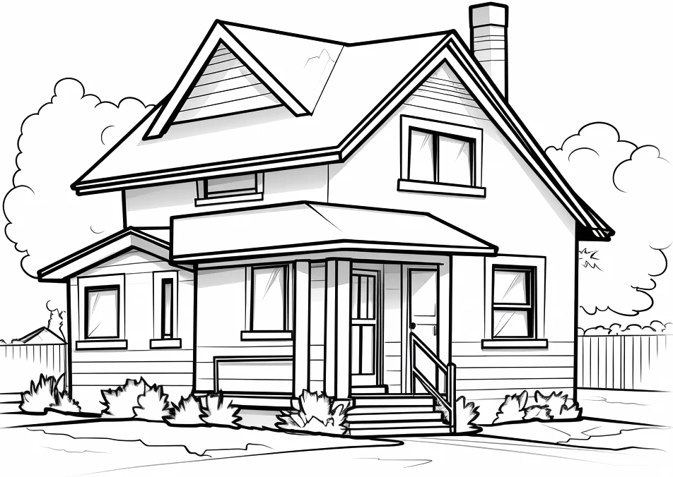 Stencil drawing of a house